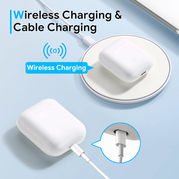 Ladingetui for trådløs lading kompatibel med Air Pods 1. og 2. generasjon, ladeutskifting med synkroniseringsknapp Bluetooth