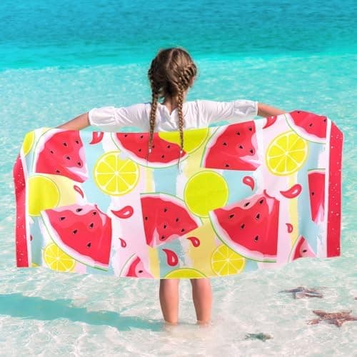 Badehåndklæde til børn - Vandmelon Badehåndklæde 70 x 150 cm Blødt Polyester Absorberende Badehåndklæde Sport Pool Badehåndklæde til Pige