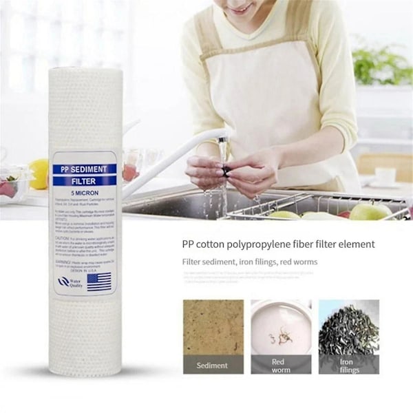 10 stk universelle vannfiltre PP bomullsfilter sedimentvannfilter polypropylenmateriale, 1 mikron