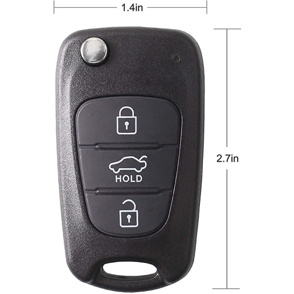 Nøglefri adgang 3-knaps Flip Folding Remote Key Shell til Hyundai I20 I30 I35