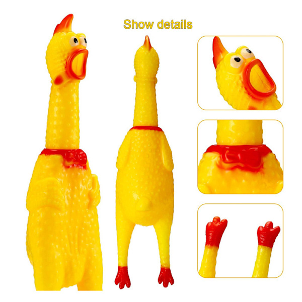 4 gula plastkycklingar, hundleksak, kycklingens desperata rop