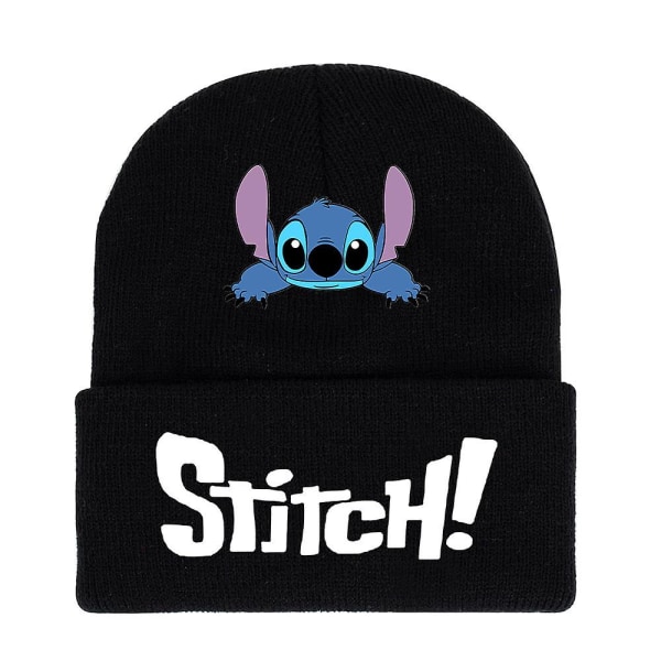 Unisex Lilo Stitch tegneseriefigur trykt strikket lue Vinter varm lue gave A