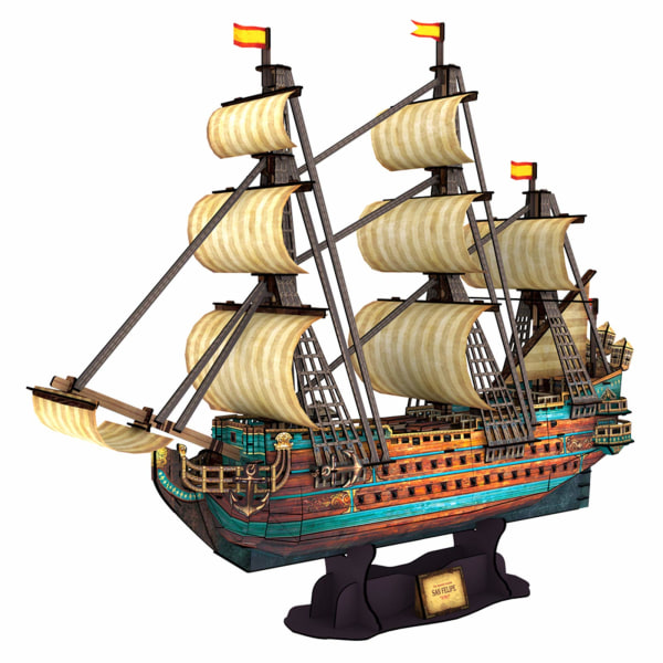3D-puslespil Modelskib Bådkonstruktionssæt San Felipe Hard Puslespil Skib Legetøj Gave Papircraft dekoration til voksne og børn, 248 stykker