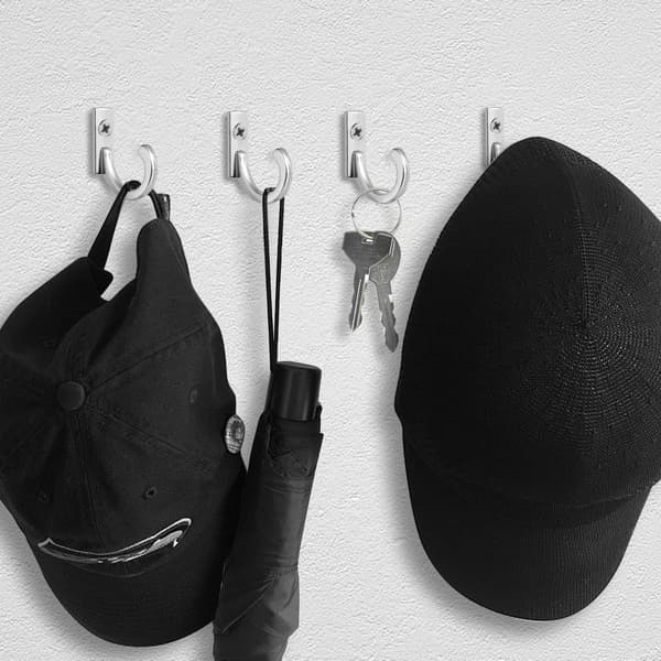 New 10 Pcs Small Hooks Single Row Hook Single Hole Hook with Screws Metal Hook Wall Hook Hanging Hats Clothes Compatible with Kitchen Office