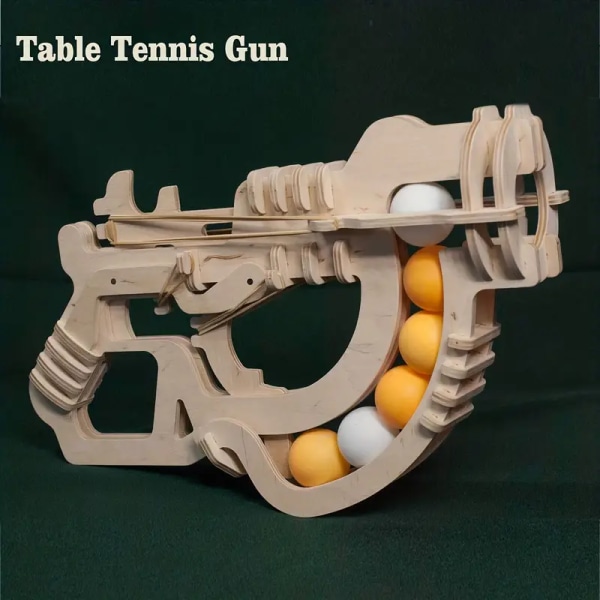 Bordtennispistol, 3D håndlavet legetøj, legetøjspistol træpuslespil