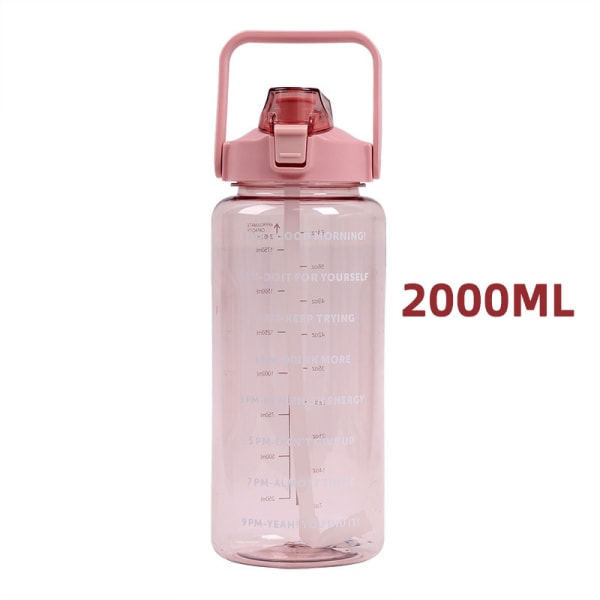 1 litran vesipullo oljella Suuri kannettava urheiluvesikuppi Pinkki Pink 2000ml