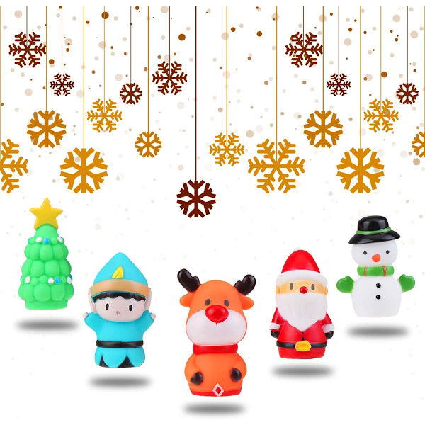 5 stk julefingerdukker leker for barn Elg Julenissen Snømann Juletre Figur Partytjenester Goodiebag Fyllstoffer