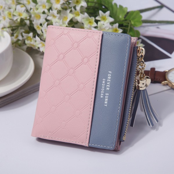 Naisten lompakko Pieni Kompakti Lompakko Bifold, RFID Lompakko Luottokorttikotelo Mini Bifold Pocket Lompakko pinkki