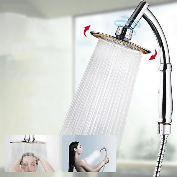 Shower head with hose - Xxl hand shower - 5 jet types - 150 mm diameter with 1.6 m stainless steel shower hose - for bath and shower