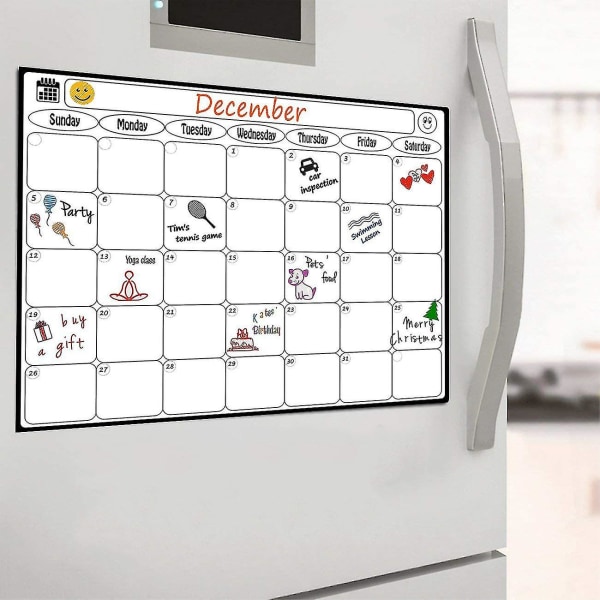 Magnetisk whiteboard kylskåpskalender idealisk för månatlig planering