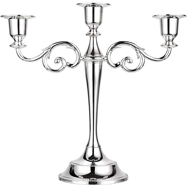 3-armet metallkandelaber lysestake sølv europeisk elegant lysestake lysestativ for bryllup middagsbordet jul fest hjeminnredning svart silver