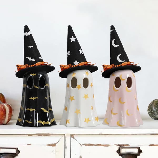 Ghost Halloween Decor, Set of 3 Ceramic Halloween Ghost Decorations