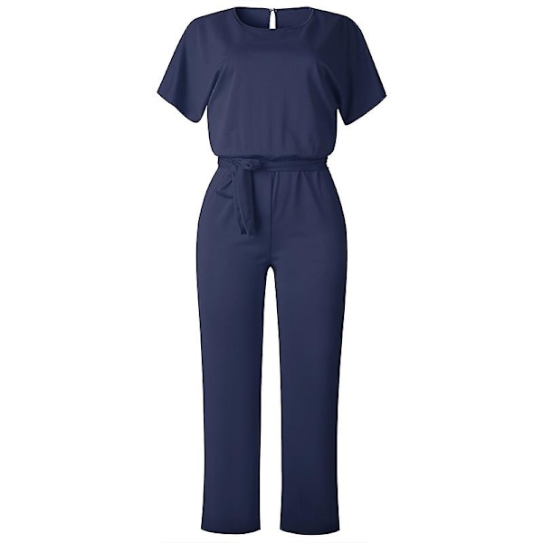 Dame Jumpsuit Casual Bred Ben Wide Leg Kvinder Aften Fest Lang Playsuit Blå Navy Blue 3XL