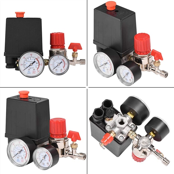 Luftkompressor Tryckomkopplare Tryckventil Omkopplare Luftkompressor med regulatorer Mätare (Plasttryckmätare)