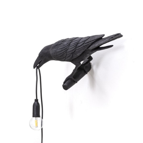 Seletti Bird Modern Italian Wall Lamp Black White Resin L-WELLNGS black right