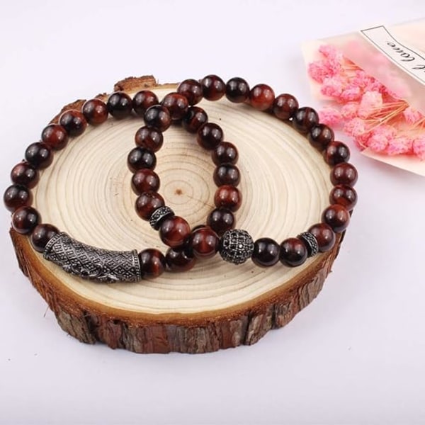 8mm Tiger Eye Stone Beads Armbånd Elastisk Naturlig Stein Yoga Armbånd for Kvinner Menn