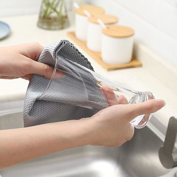 Pakke med 10 Kjøkken mikrofiber rengjøringskluter Multifunksjonell husholdningsvaskbar mikrofiberklut 30x40cm