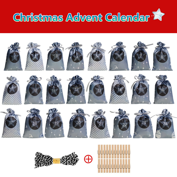 Adventskalender Julklappspåsar i Satin