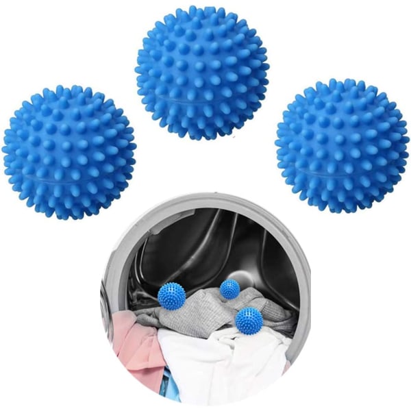 Tørretumblingskugler, 3 stk. blå vaskekugler til tørretumbler, ikke-smeltende nyt blødere materiale Tørretumblerbold