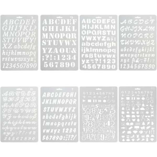 8 numeron ja kirjaimen sapluunan aakkoset sapluunamaalaus uudelleenkäytettävä pehmeä pieni iso kirjain 1–3 cm scrapbookingiin _xx