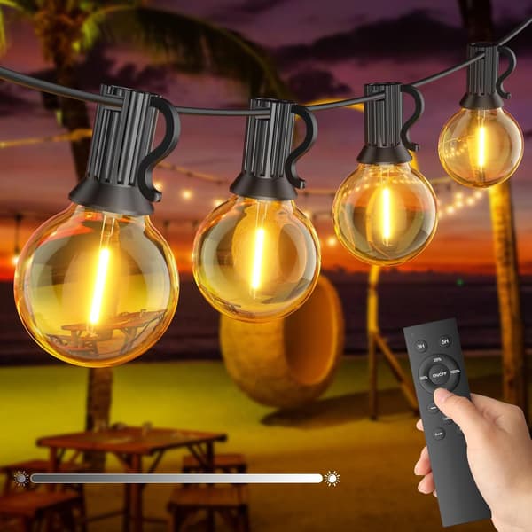 Dimmable String Lights for Outdoor Use, 15M Outdoor String Lights with Remote Control, 25+1 Shatterproof Bulbs, IP45 Waterproof, 2700K [Energy Class E]