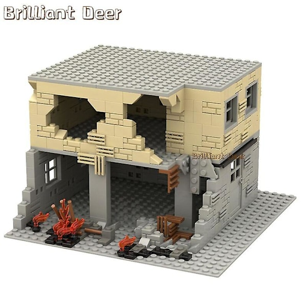 Forladte Ødelagte Bygninger Moc Ww2 Pubg Militærbase Gør-det-selv Scener Byggeklodser Sæt Dele Til Hær Soldater Figurer Drenge Legetøj 503 stk 267PCS