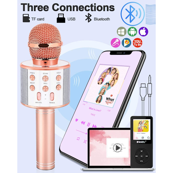 Lasten lelut 5 6 7 8 9 10 vuotiaille, Karaoke-mikrofoni lapsille, suositut lelut tytöille ja pojille 5-12 vuotiaille, syntymäpäivälahjat teinitytöille ja pojille 5-12 vuotiaille, juhlat - Samppanja