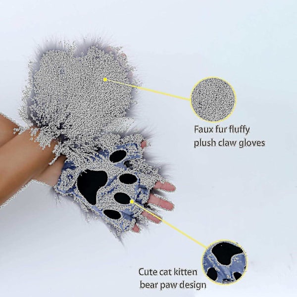 2024 Faux Fur Ræv Hale Kat Ulv Cosplay Sæt Plys Maske Fluffy Poter Handsker Halloween Jul-WELLNESS