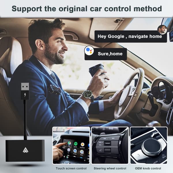 Trådløs Android Auto Billader, 2024 Opgradering Nem Plug & Play Dongle, Konverterer Trådløs CarPlay til Trådløs
