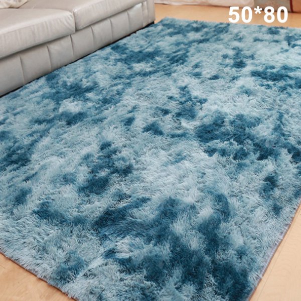 Olohuoneen matto Makuuhuoneen sängyn matto Yksinkertainen moderni kotitalouden lattiamatto Pehmeä monivyöhykekäyttöinen peitto riikinkukonsininen Peacock Blue 50*80