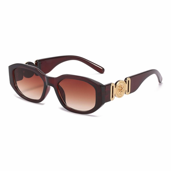 Rektangulære solbriller til kvinder Retro kørebriller 90'er vintage mode uregelmæssigt stel UV400 beskyttelse