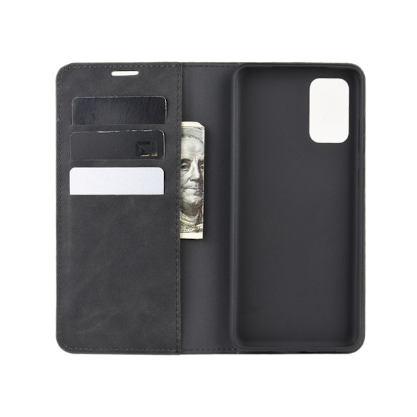 Samsung Galaxy S20 FE - Silke Læder Etui - Sort Sort_xx Black Black