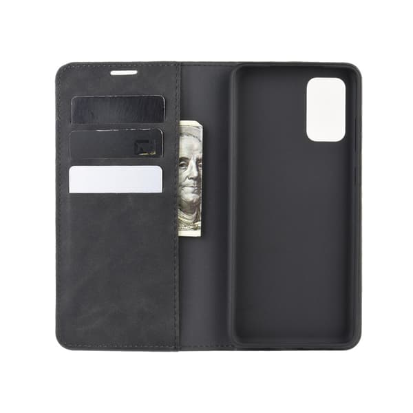 Samsung Galaxy S20 FE - Silky Leather Kotelo - Musta Musta_xx Black Black