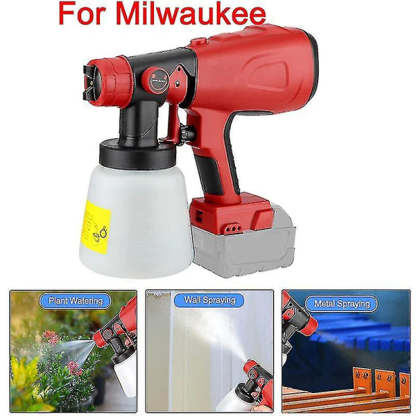 Til Milwaukee 18v Batteri 800ml Elektrisk Sprøjtepistol Trådløs Malingssprøjte Bil Møbler Stålbelægning Airbrush Kompatibel