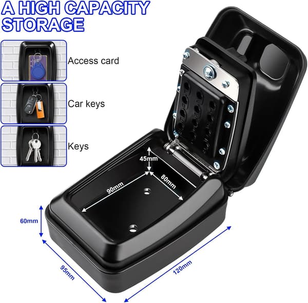 Key Cabinet Wall Mounted Police Approved, Large Key Box with Resettable 12-Digit Code Key Box with Weatherproof