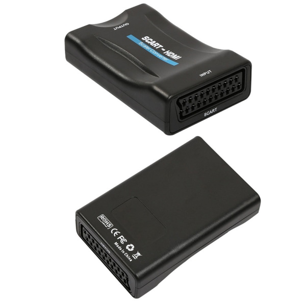SCART til HDMI Converter Video Audio Adapter Oppskalert USB-kabel