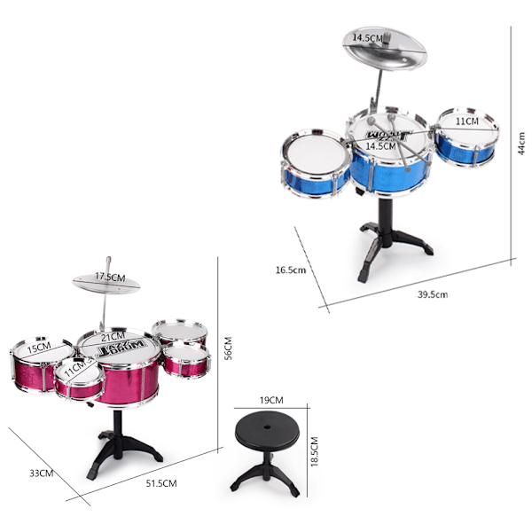 Pienille lapsille tarkoitettu kestävä ja iskunkestävä rumpusetti Irrotettava rumpuinstrumentti Punainen Ed Three Drum Set Drum