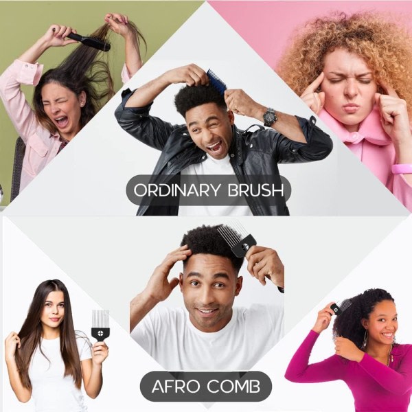 Metal Afro Comb - Smidigt och robust metallhårval för att reda ut och styla - Afro Pick för lockigt hår - För hem och salong (Metal Afro Comb)