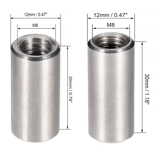 10 kpl Pyöreät Kytkentämutterit Kytkentämutterit M8X20MM M8x20mm