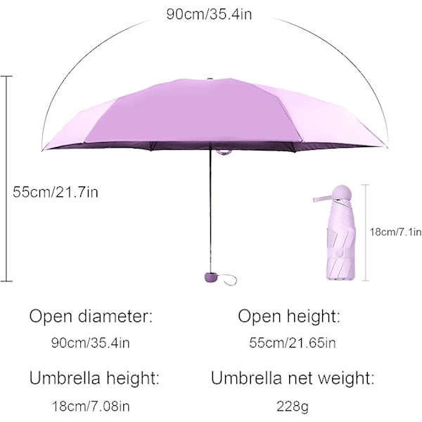 Foldbar paraply, 6-ribs vindstærk Purple