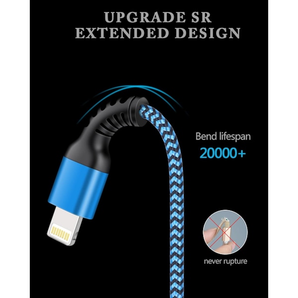 Kort iPhone-laddningskabel, USB A till Lightning-kabel 1FT/2 st  Flätad snabbladdningskabel datakabel