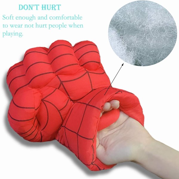Plush-Handskar för Barn Plysch Leksakshänder Mjuka Plysch Handskar Cosplay för Pojke Flicka Jul Halloween Födelsedagspresent, Medium, Röd-d Red-d
