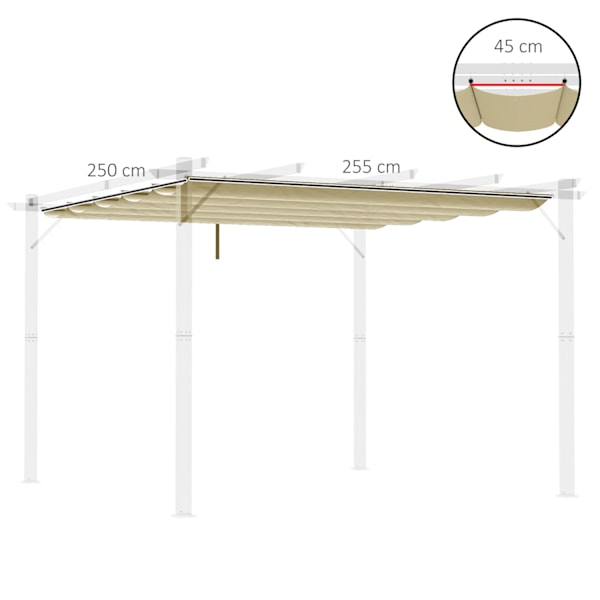 Rootz pergola erstatningstak - tak - skyggedekke - regndrenering - 250L x 255B cm - brunt polyester 1