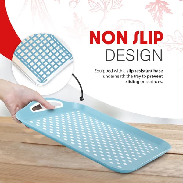 Non-slip serving tray, 2-pack lap tray with grip handles for breakfast in bed, cooking and dinner, dishwasher safe plastic tray, black