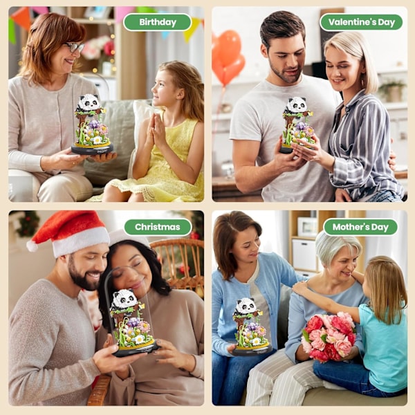 Uggla Blombukett Byggsats för Vuxna, Djur Blommor Växter Dekor med Dammskydd, Födelsedagspresent Byggleksak för Pojkar Flickor, 1123 PCS Mini