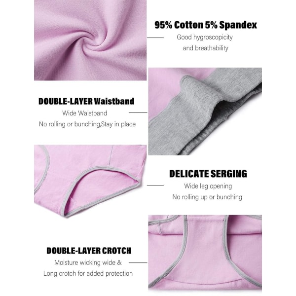 Kvinders højtaljede bomuldsundertøj Bløde åndbare trusser Stretch-trusser Normal & Plus Size 5-Pak