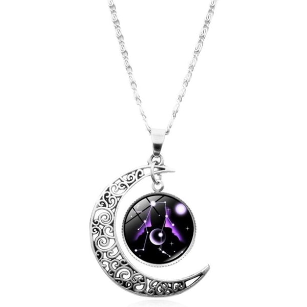 12 stjärnbild Half Moon stjärntecken Astrologi Horoskop Hängsmycke Halsband En Tvilling