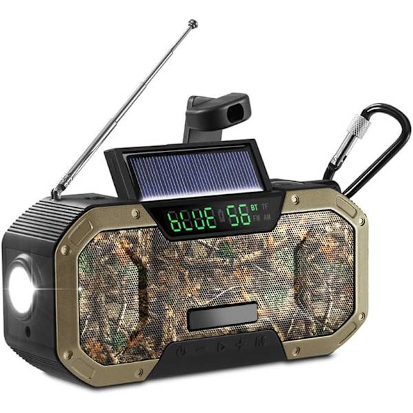 Vevradio med solpanel, 5000mAh Digitalradio med LCD-skärm, IPX5 Vattentät Solhandvevradio