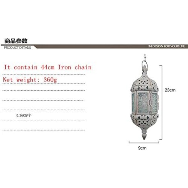 1 ST Vintage metall ihålig ljushållare Bröllopslyktor Marockanska hängande ljuslyktor Julljusstake Vitguld med 44 cm kedja