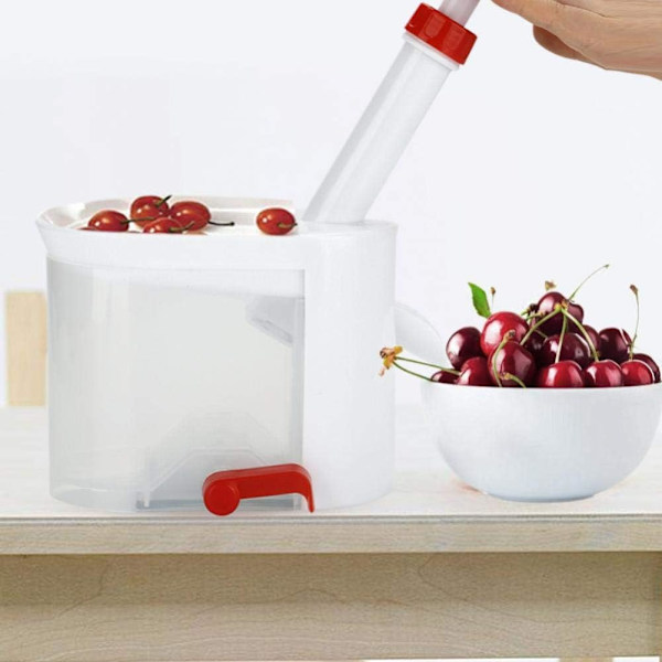 Plastisk körsbärs- och vindruvskärnseparator med fruktbehållare för resor och hemmabruk